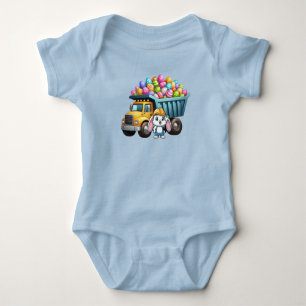 Niedlicher Frühjahr/Osterhasen-Müllwagen Baby Strampler
