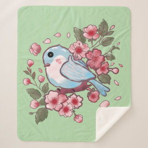 Niedlicher Frühlingsblaue Vogel & Kirschblüten-Aqu Sherpadecke