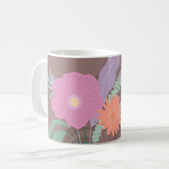 Niedlicher Frühlingsbummel in modernen Florals Kaffeetasse (Vorderseite Links)