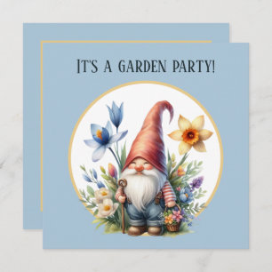 Niedlicher Frühlingsgarten Party Gnome Einladung