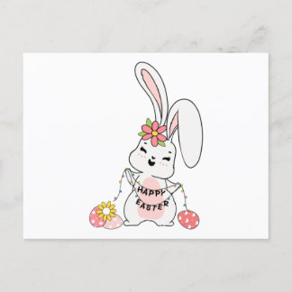Niedlicher Frühlingshase Happy Oster Postkarte