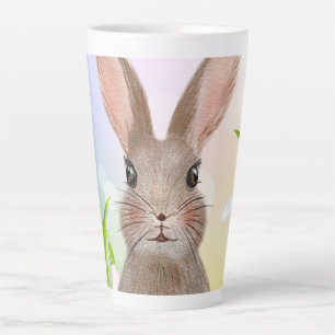 Niedlicher Frühlingswasserfarbe Kaninchen Latte Ta Milchtasse