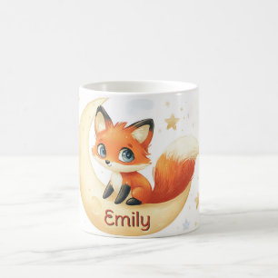 Niedlicher Fuchs auf dem Mond mit Sternen Kaffeetasse