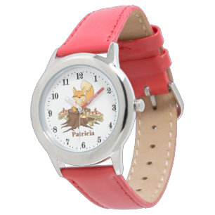 Niedlicher Fuchs auf einem Stumpf Armbanduhr