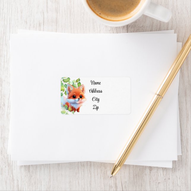 Niedlicher Fuchs, der Waldtiere zeichne, Waldfreun Adressaufkleber (Insitu)