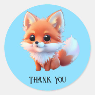 Niedlicher Fuchs, der Waldtiere zeichne, Waldfreun Runder Aufkleber