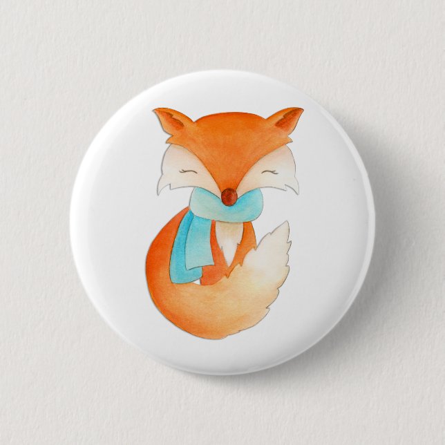Niedlicher Fuchs eingewickelt herauf Button (Vorderseite)