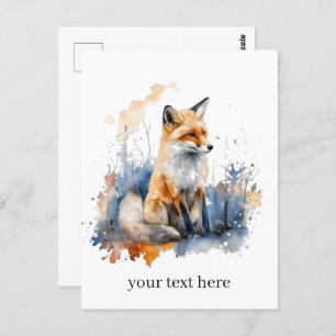 Niedlicher Fuchs in Blau und Orange Postkarte