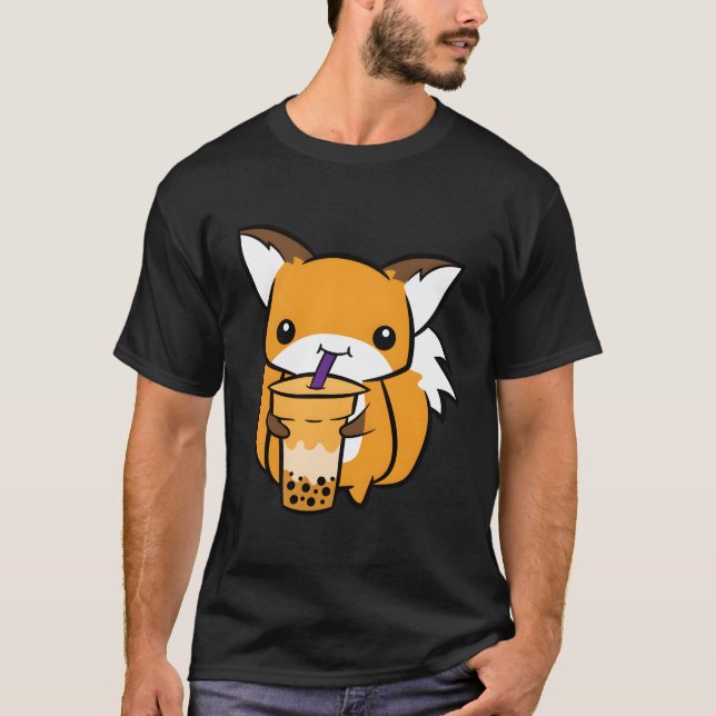 Niedlicher Fuchs mit Blasen-Tee T-Shirt (Vorderseite)