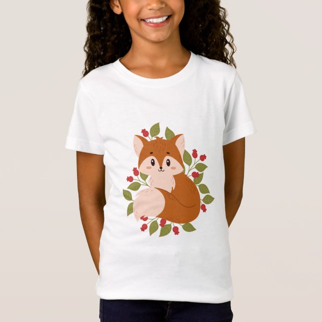 Niedlicher Fuchs mit Blume T-Shirt (Vorderseite)