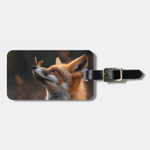 Niedlicher Fuchs mit Schmetterling auf der Nase Gepäckanhänger