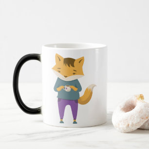 Niedlicher Fuchs mit Tasse Tee