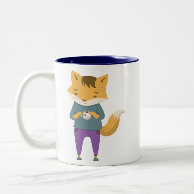 Niedlicher Fuchs mit Tasse Tee (Links)