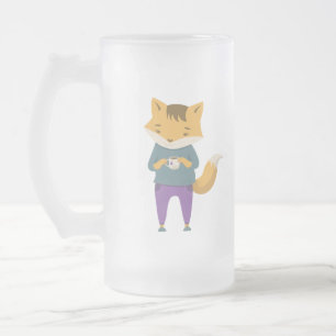 Niedlicher Fuchs mit Tasse Tee