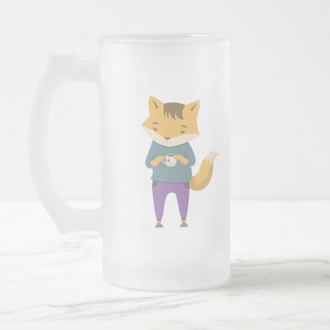 Niedlicher Fuchs mit Tasse Tee (Links)