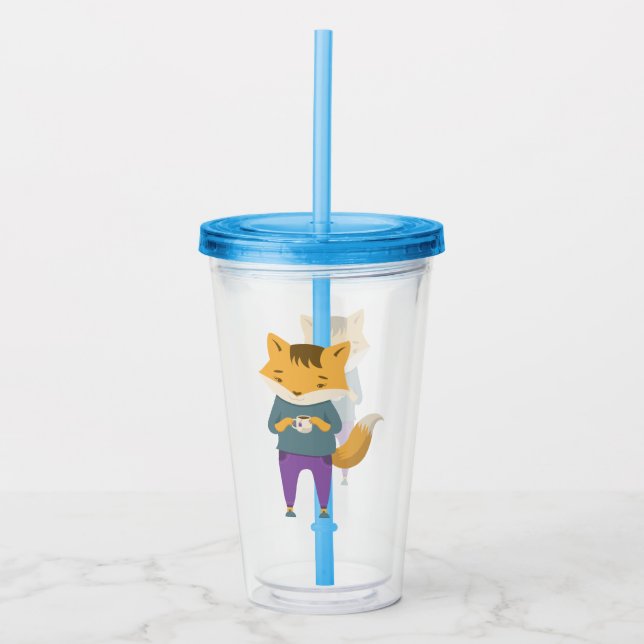 Niedlicher Fuchs mit Tasse Tee (Vorderseite)