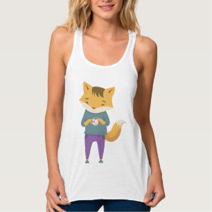 Niedlicher Fuchs mit Tasse Tee