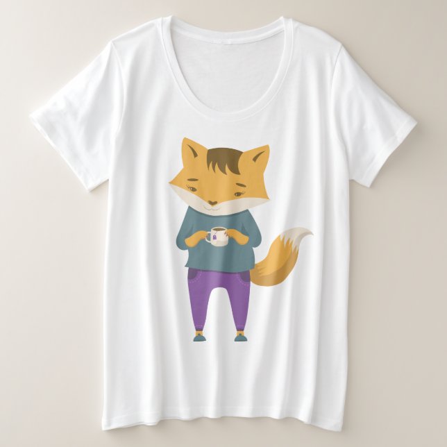 Niedlicher Fuchs mit Tasse Tee (Design vorne)