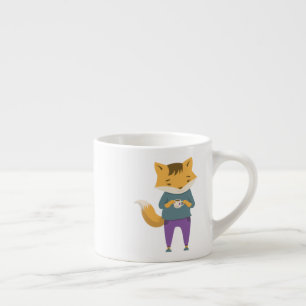 Niedlicher Fuchs mit Tasse Tee