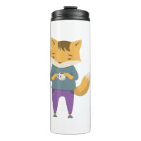 Niedlicher Fuchs mit Tasse Tee