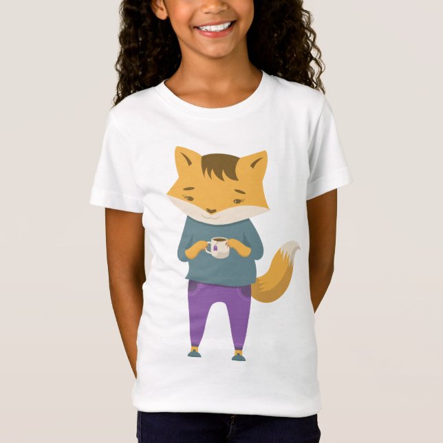 Niedlicher Fuchs mit Tasse Tee (Vorderseite)