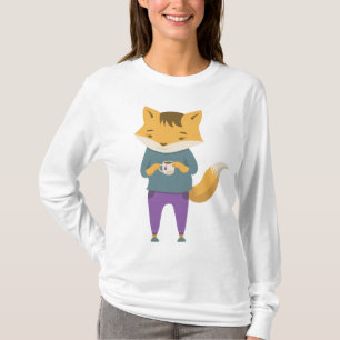 Niedlicher Fuchs mit Tasse Tee