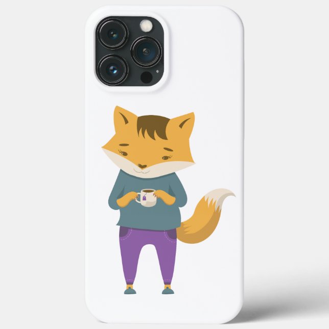 Niedlicher Fuchs mit Tasse Tee Case-Mate iPhone Hülle (Rückseite)