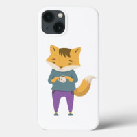 Niedlicher Fuchs mit Tasse Tee