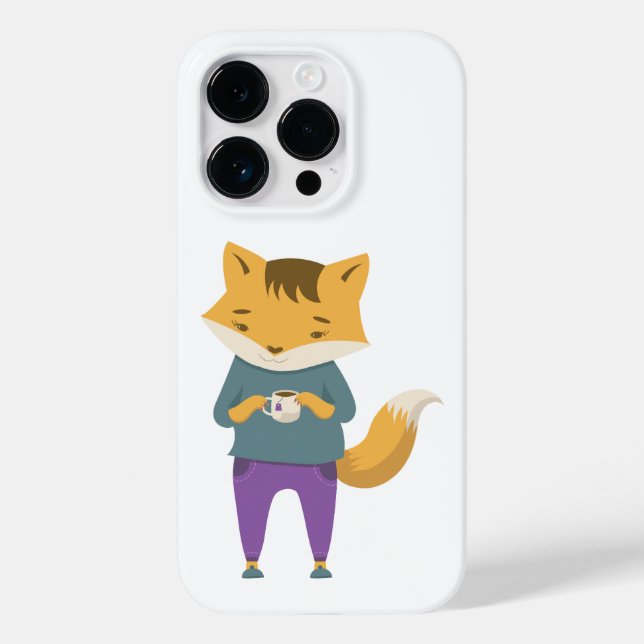 Niedlicher Fuchs mit Tasse Tee Case-Mate iPhone Hülle (Rückseite)