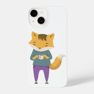 Niedlicher Fuchs mit Tasse Tee iPhone 14 Hülle