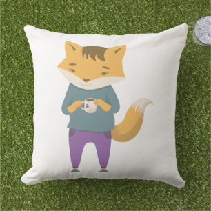 Niedlicher Fuchs mit Tasse Tee Kissen