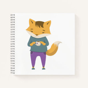 Niedlicher Fuchs mit Tasse Tee Notizbuch