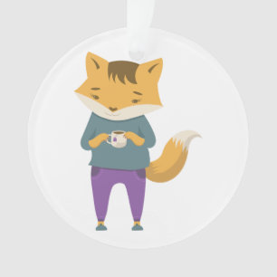 Niedlicher Fuchs mit Tasse Tee Ornament