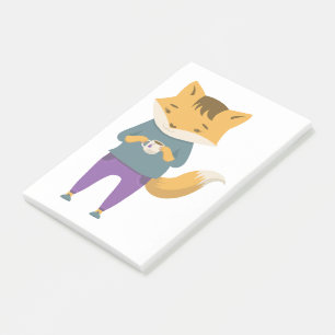 Niedlicher Fuchs mit Tasse Tee Post-it Klebezettel