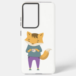 Niedlicher Fuchs mit Tasse Tee Samsung Galaxy Hülle