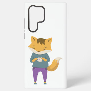 Niedlicher Fuchs mit Tasse Tee Samsung Galaxy Hülle