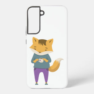 Niedlicher Fuchs mit Tasse Tee Samsung Galaxy Hülle