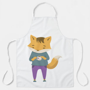 Niedlicher Fuchs mit Tasse Tee Schürze