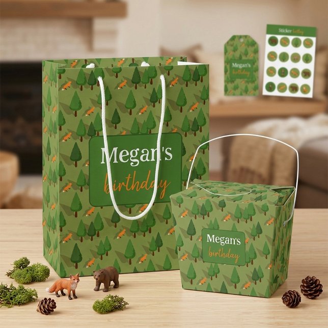 Niedlicher Fuchs Personalisierter Name Mittlere Geschenktüte (Von Creator hochgeladen)