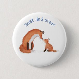 Niedlicher Fuchs und Cam "Best Vater ever" Abzeich Button