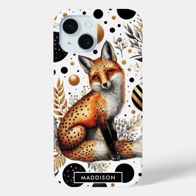 Niedlicher Fuchs und Punkte Nahtlos Case-Mate iPhone Hülle (Rückseite)