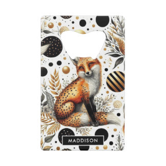 Niedlicher Fuchs und Punkte Nahtlos Geldbeutel Flaschenöffner