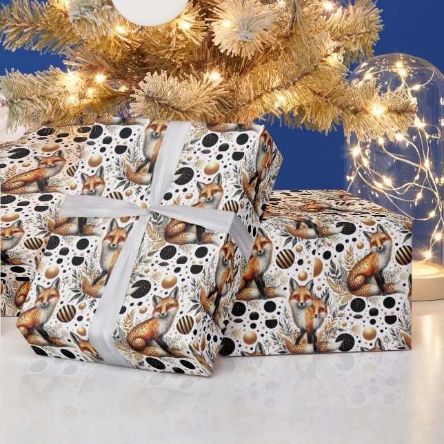 Niedlicher Fuchs und Punkte Nahtlos Geschenkpapier (Feiertage)