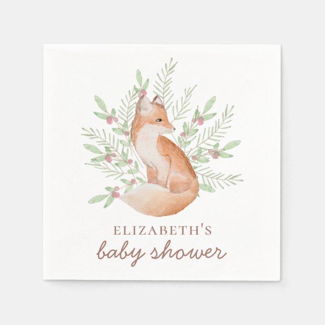 Niedlicher Fuchs. Waldtierneutrale Babydusche Serviette (Vorderseite)