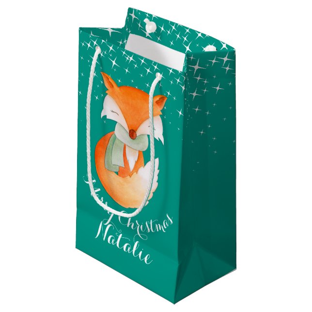 Niedlicher Fuchs wickelte oben Kunst genannte Kleine Geschenktüte (Vorderseite Schrägansicht)