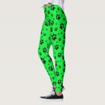 Niedlicher Fun Black auf Neon Green Paw Prints Leggings<br><div class="desc">Diese lustigen Leggings sind perfekt für Hunde- und Katzenliebhaber. Sie zeichnen sich durch ein niedliches Muster aus,  dessen schwarze Pfoten auf einem hellen neonengrünen Hintergrund verstreut sind. Fun whimsical Design ist perfekt für Haustier-Eltern und Tierfreunde.</div>