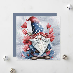 Niedlicher Fun Gnome Gonk mit Stars & Striphut Feiertagskarte