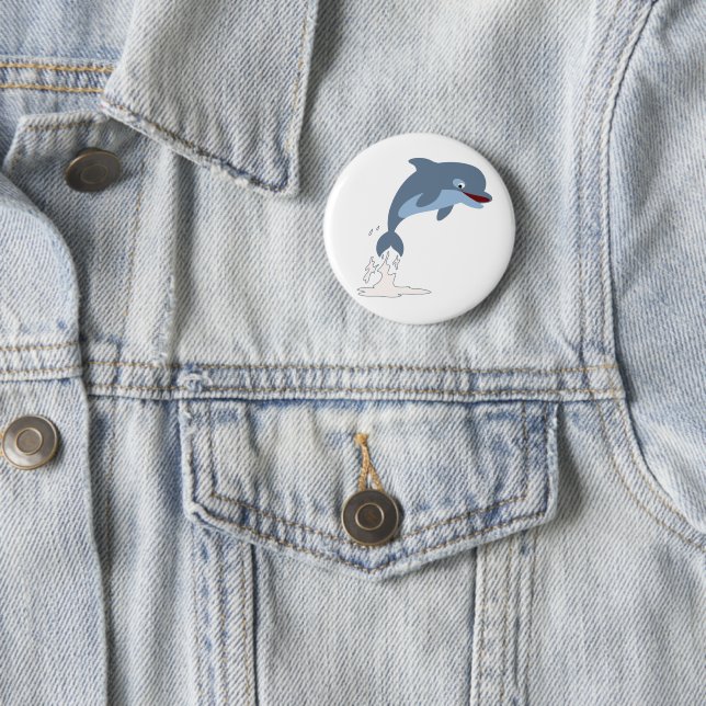 Niedlicher Fun-Loving Cartoon Dolphin Button (Beispiel)