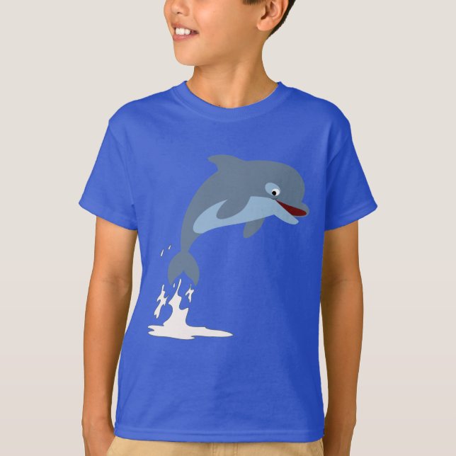 Niedlicher Fun-Loving Cartoon Dolphin Children T - T-Shirt (Vorderseite)