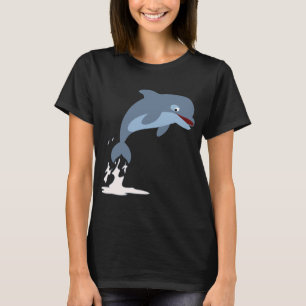 Niedlicher Fun-Loving Cartoon Dolphin T - Shirt